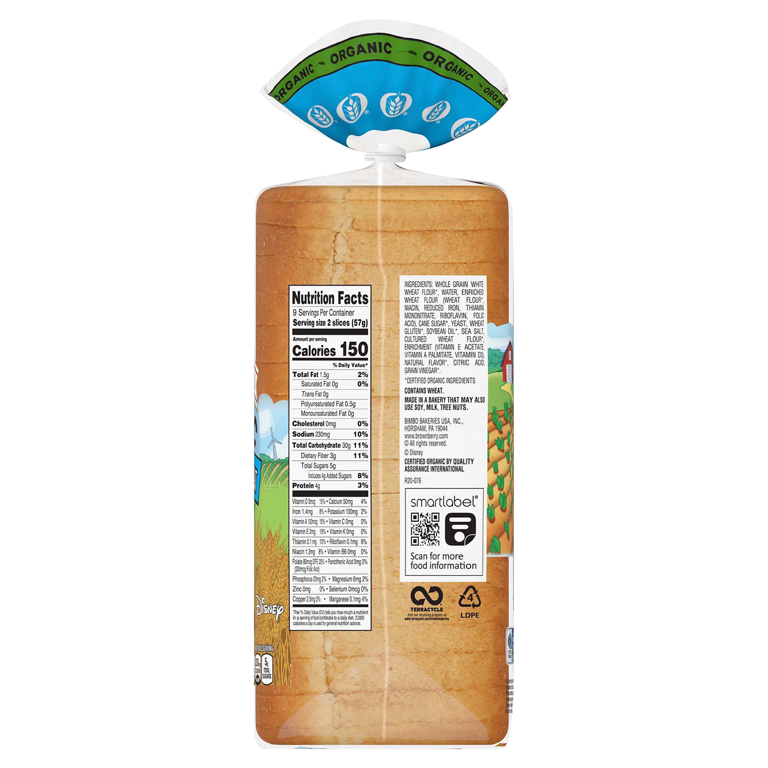 slide 3 of 4, Brownberry Organic White Bread Made With Whole Wheat, 18 oz