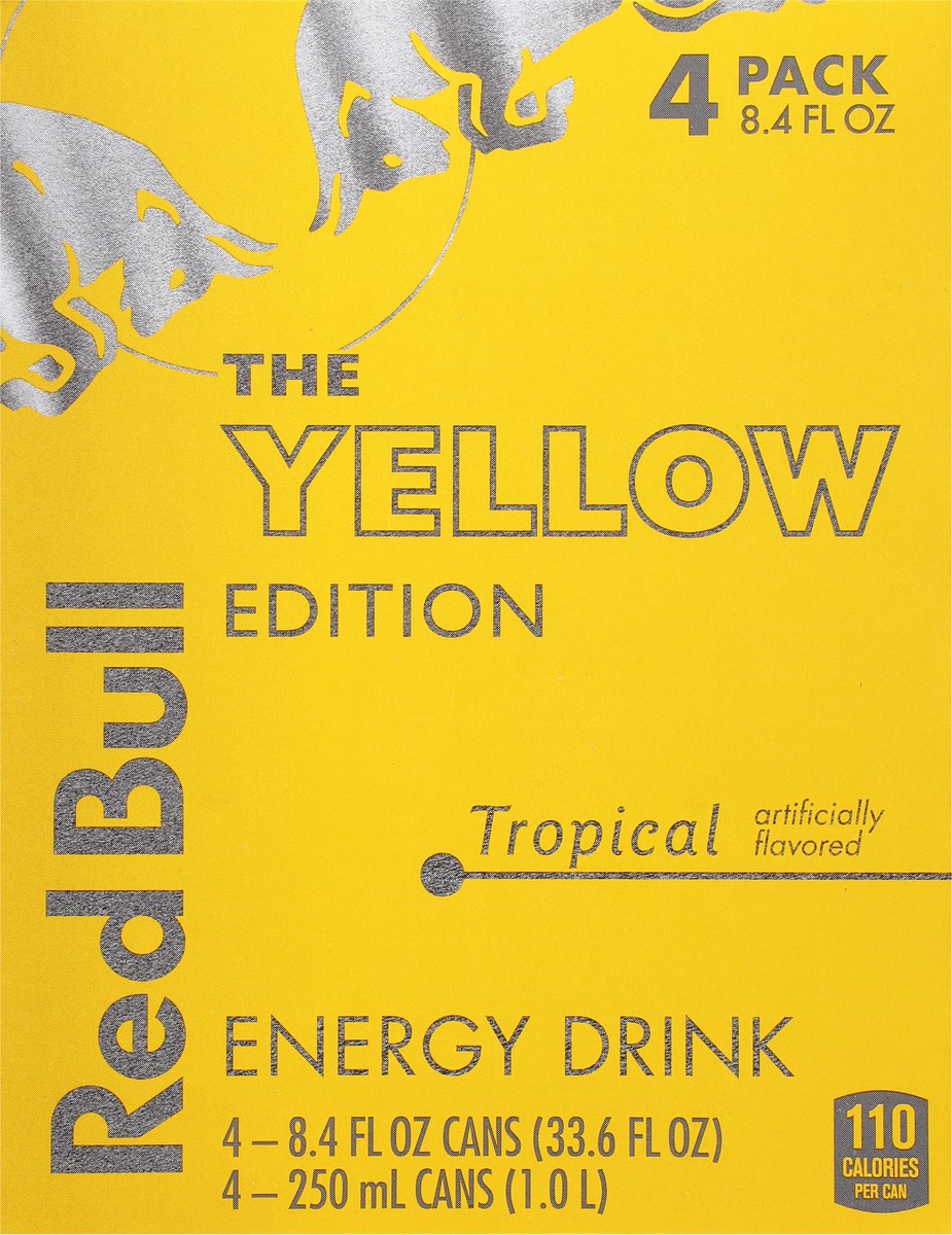 slide 4 of 9, Red Bull The Yellow Edition Tropical Energy Drink 4 - 8.4 fl oz Cans, 33.6 fl oz
