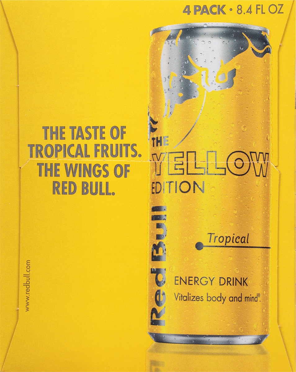 slide 5 of 9, Red Bull The Yellow Edition Tropical Energy Drink 4 - 8.4 fl oz Cans, 33.6 fl oz
