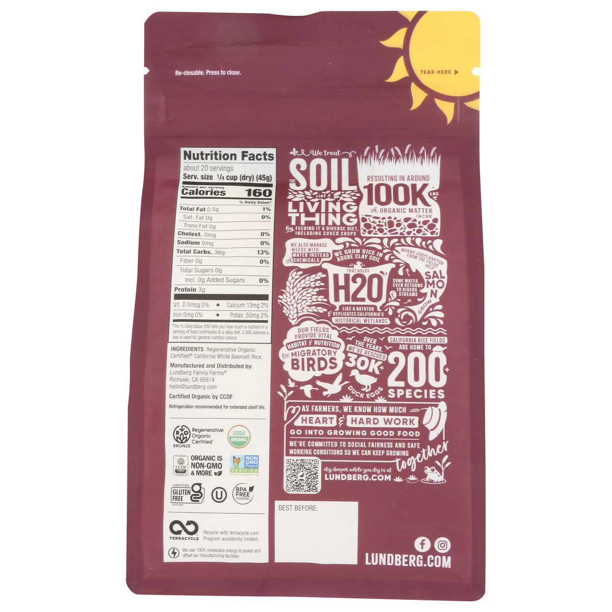 slide 2 of 2, Lundberg Family Farms Organic Basmati White Rice 32 oz, 32 oz