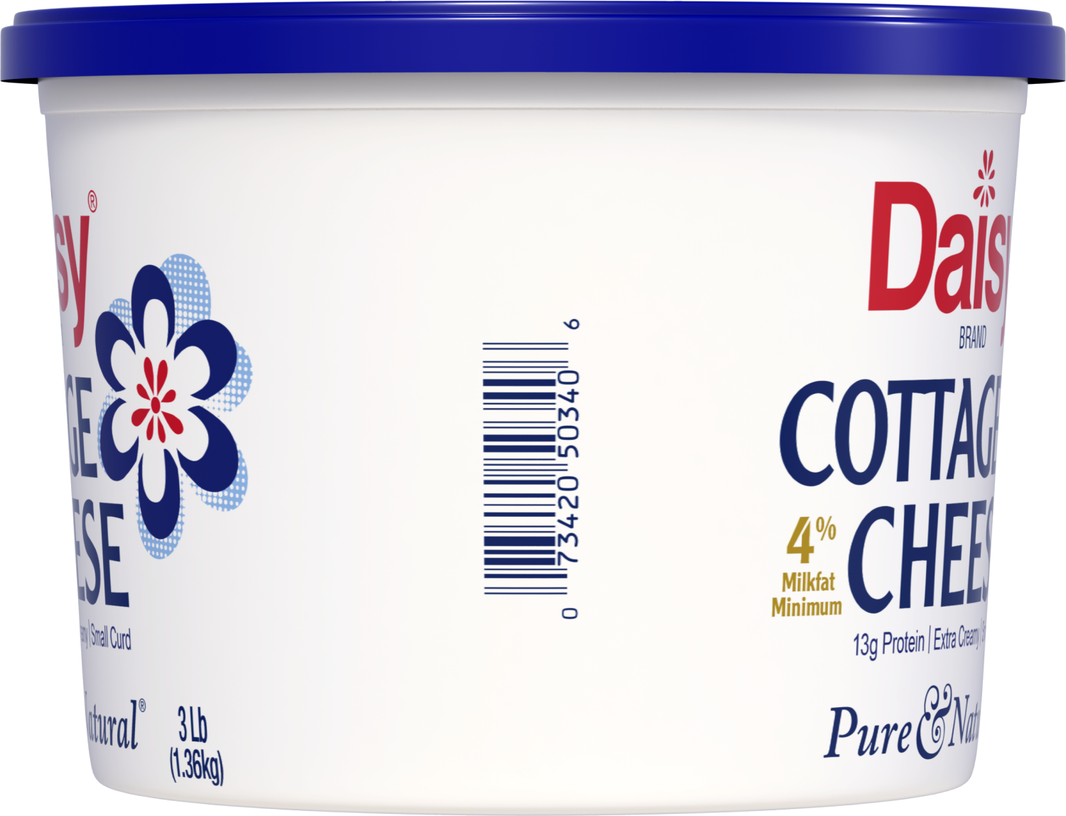 slide 3 of 3, Daisy Cottage Cheese, 4% Milkfat Minimum, Small Curd, 3 lb, 48 oz
