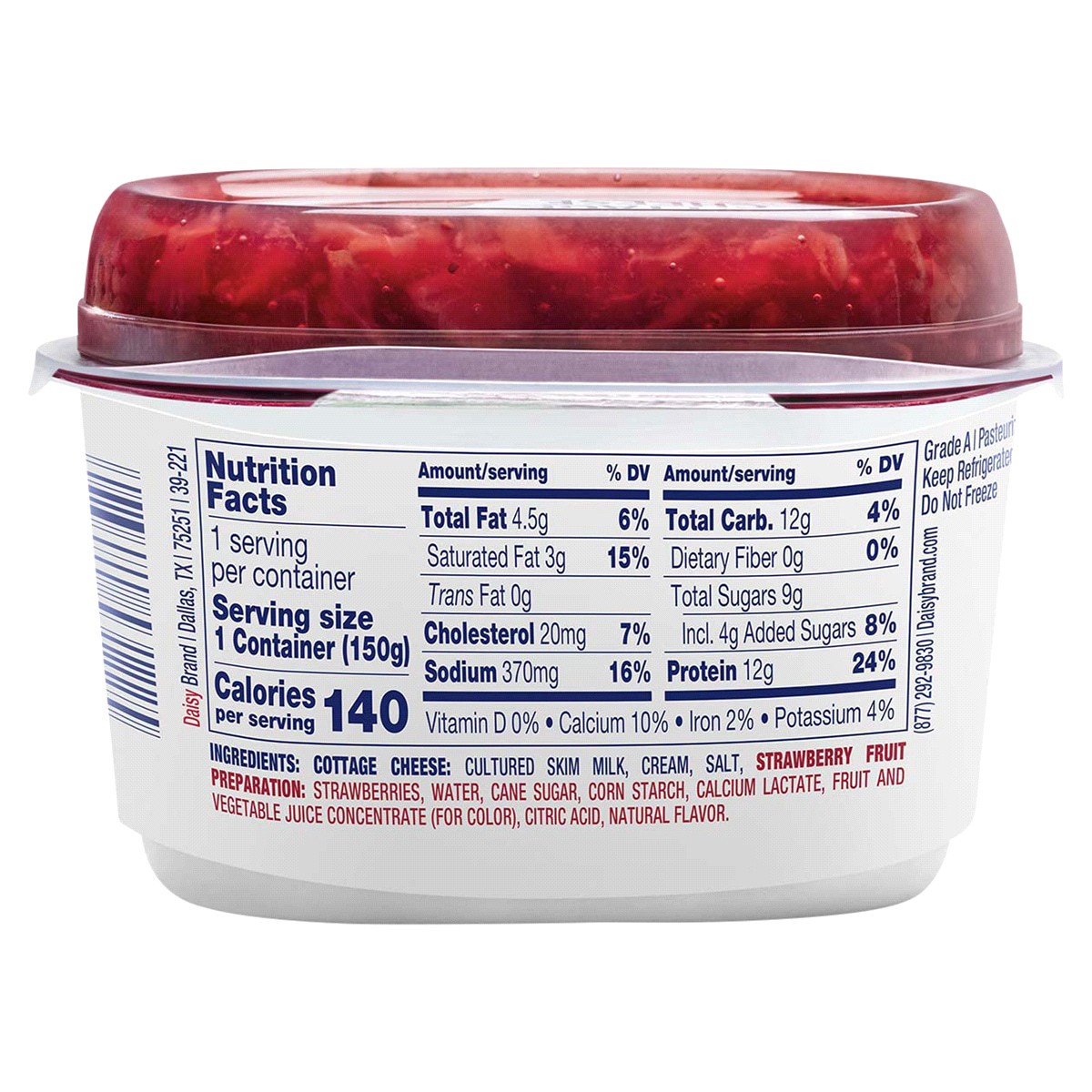slide 2 of 2, Daisy Cottage Cheese, with Strawberries, 4% Milkfat Minimum, 6 oz
