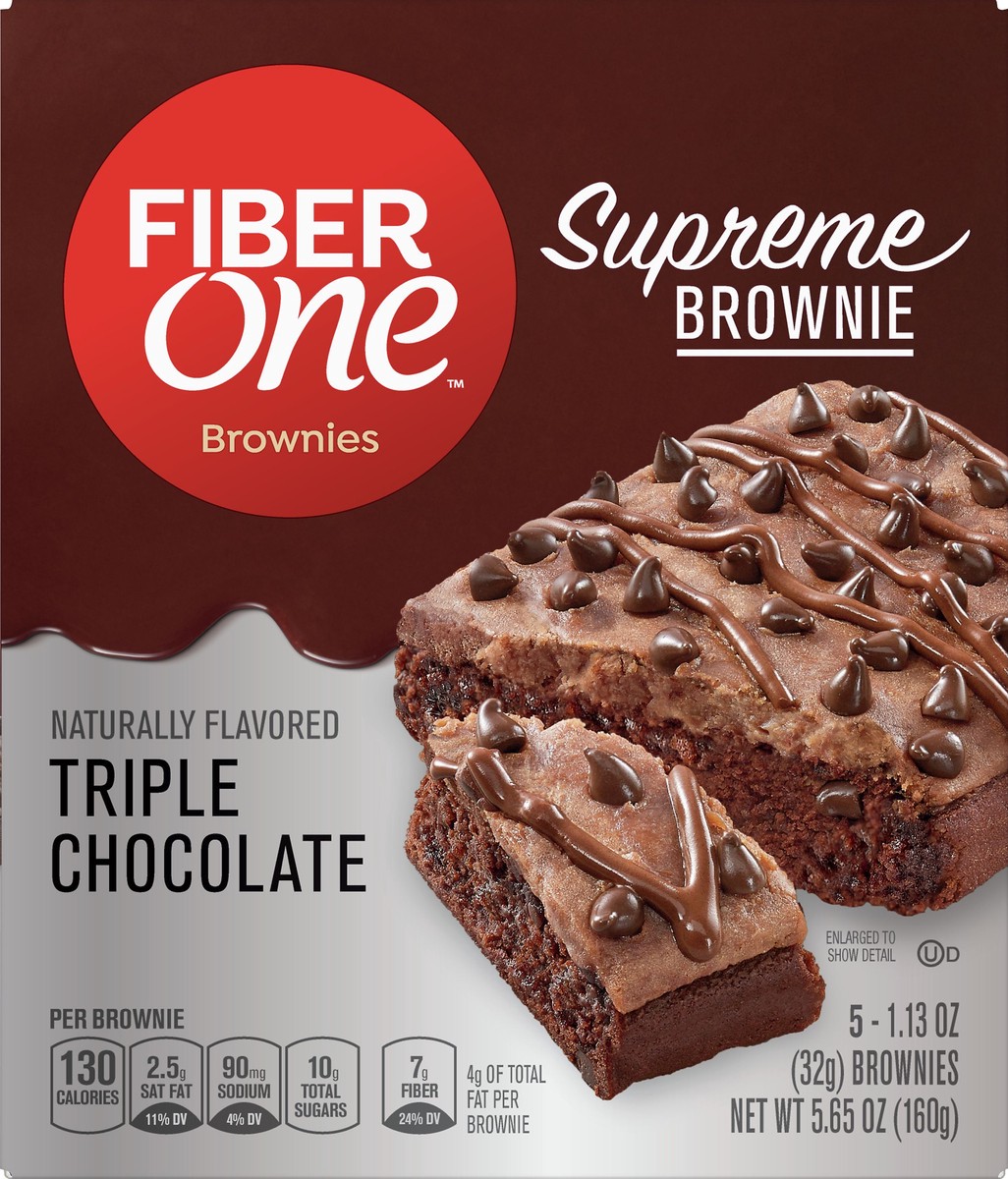 slide 4 of 12, Fiber One Triple Chocolate Supreme Brownie 5 ea, 5 ct