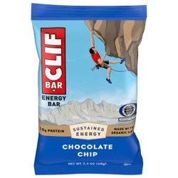 CLIF BAR - Chocolate Chip - Made with Organic Oats - 10g Protein - Non-GMO - Plant Based - Energy Bar - 2.4 oz.