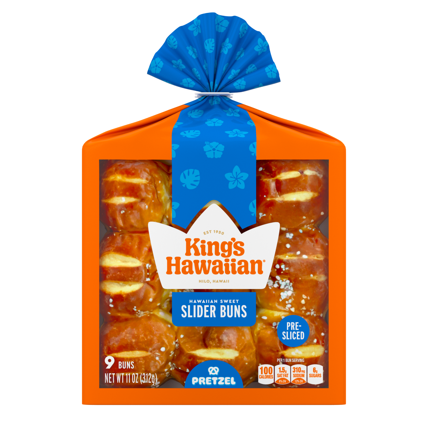 slide 1 of 2, King's Hawaiian Pretzel Pre-Sliced Slider Buns, 9 ct, 11 oz, 9 ct