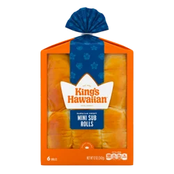 King's Hawaiian Sweet Mini Sub Rolls, 6 Ct, 12 oz