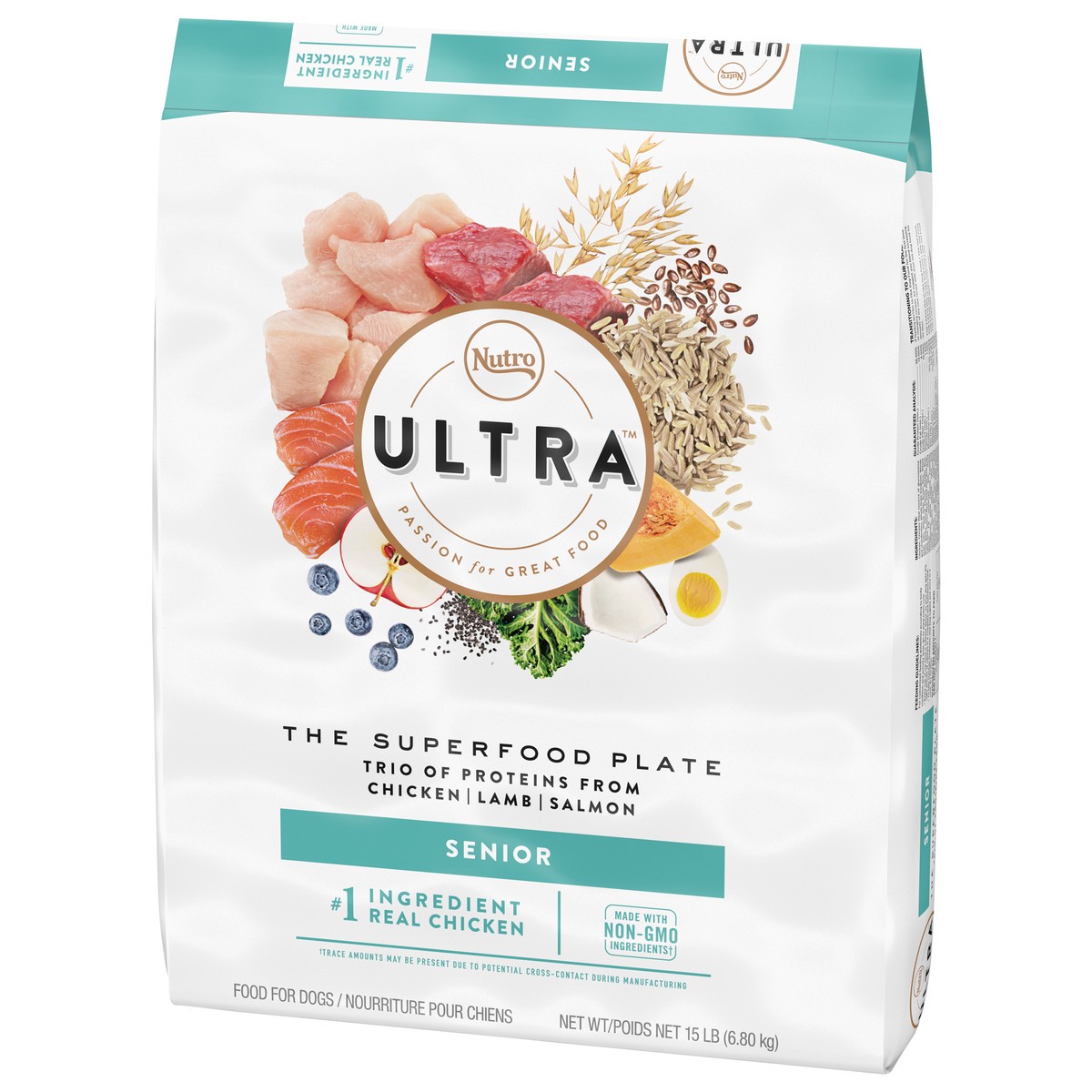 slide 11 of 16, NUTRO ULTRA Senior High Protein Natural Dry Dog Food with a Trio of Proteins from Chicken, Lamb and Salmon, 15 lb. Bag, 15 Lb
