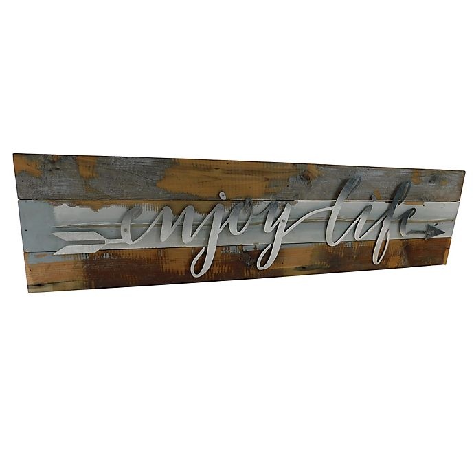 slide 1 of 1, Sweet Bird & Co. Reclaimed Wood Enjoy Life'' Wall Art'', 32 in x 8 in