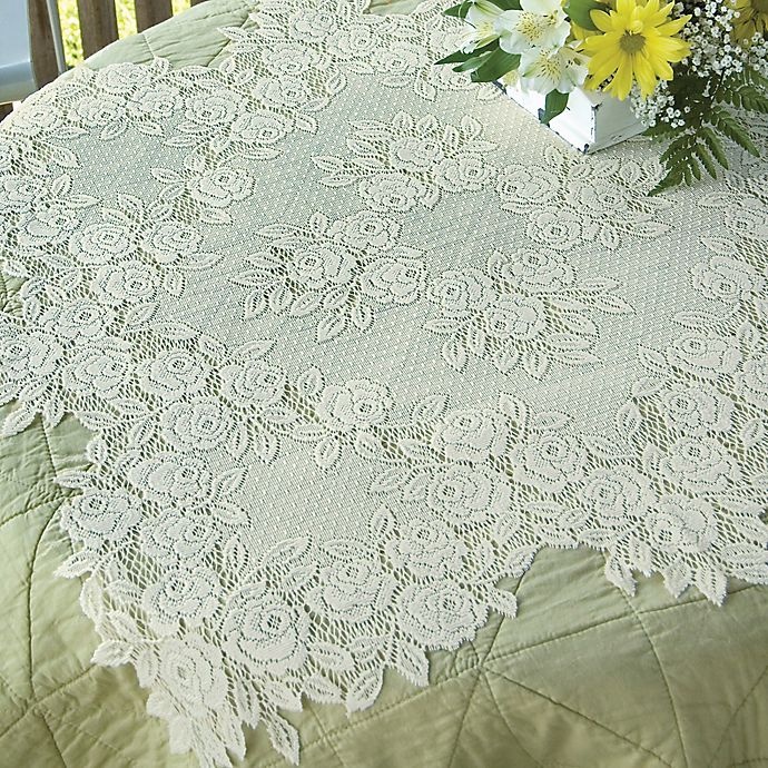 slide 2 of 2, Heritage Lace Tea Rose Table Topper - Ecru, 30 in