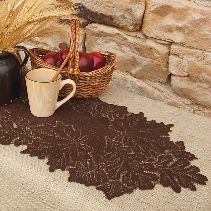 slide 2 of 2, Heritage Lace Leaf Table Runner - Earth, 68 in