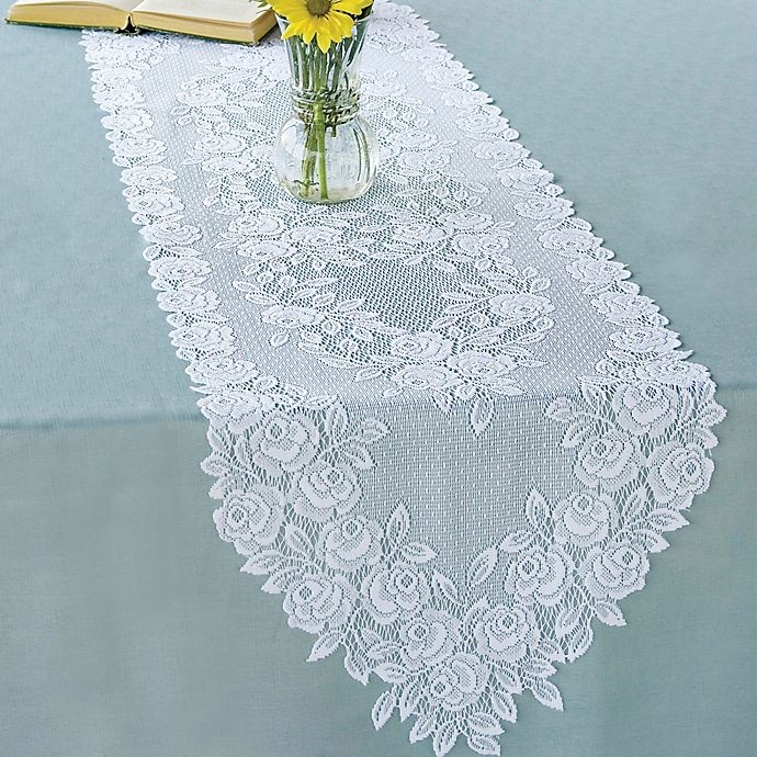 slide 2 of 2, Heritage Lace Tea Rose Table Runner - White, 60 in