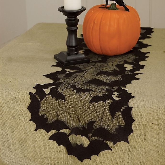 slide 2 of 2, Heritage Lace Going Batty Table Runner - Black, 48 in