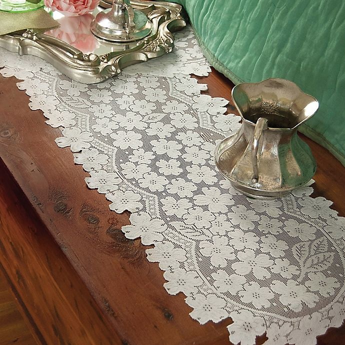 slide 2 of 2, Heritage Lace Dogwood Table Runner - White, 53 in