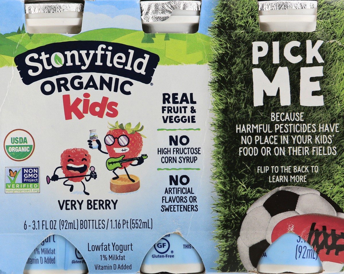 slide 15 of 15, Stonyfield Organic Lowfat Yogurt Smoothies, Very Berry, 3.1 fl. oz., 6ct, 6 ct; 3.1 oz