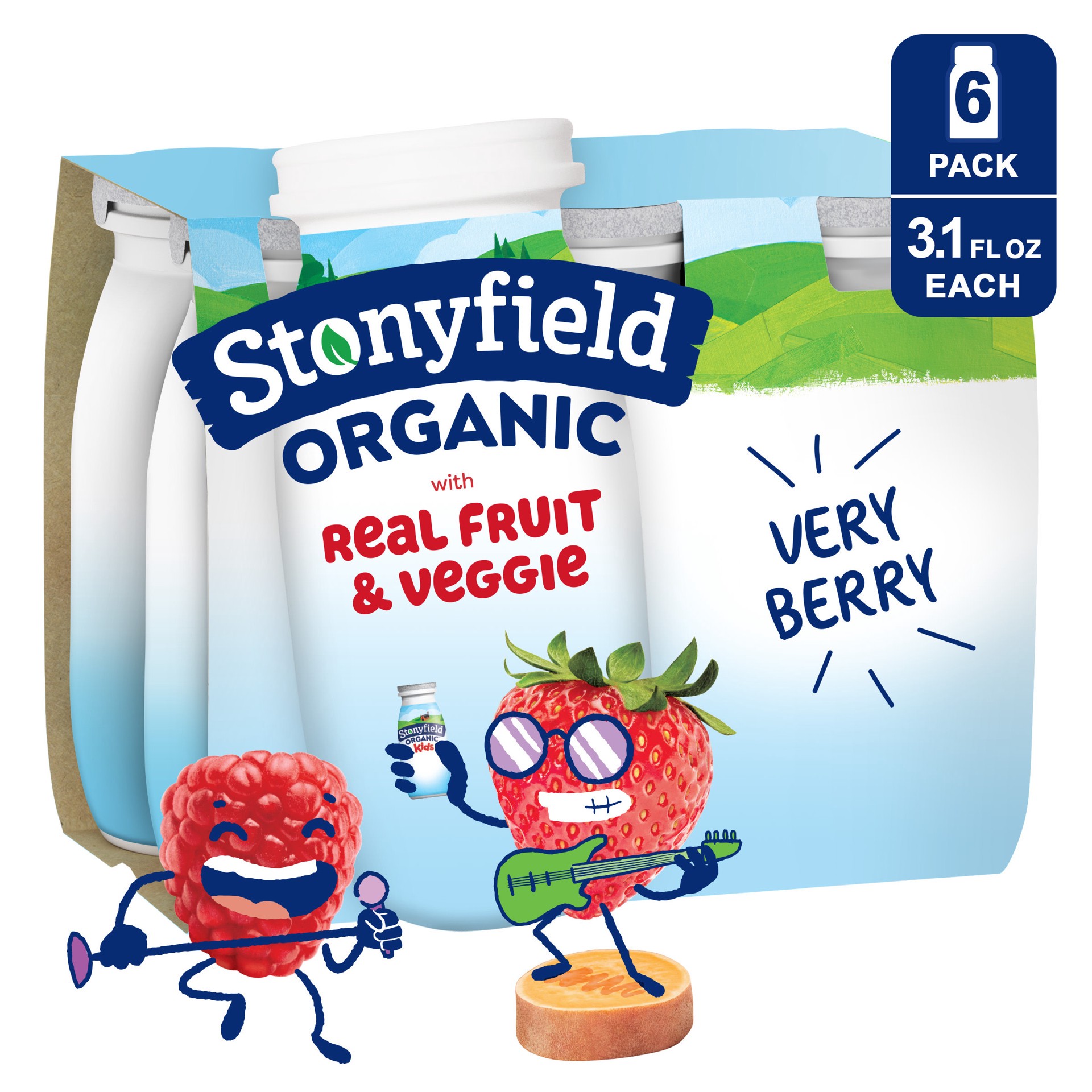 slide 1 of 15, Stonyfield Organic Lowfat Yogurt Smoothies, Very Berry, 3.1 fl. oz., 6ct, 6 ct; 3.1 fl oz