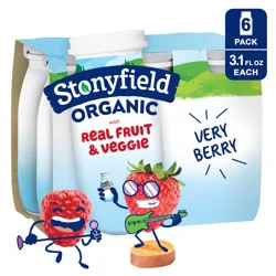 Stonyfield Organic Lowfat Yogurt Smoothies, Very Berry, 3.1 fl. oz., 6ct