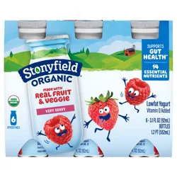 Stonyfield Organic Lowfat Yogurt Smoothies, Very Berry, 3.1 fl. oz., 6ct