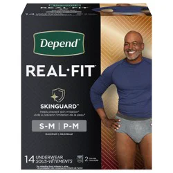 Depend Real Fit Incontinence Underwear for Men, Disposable, Maximum Absorbency, Small/Medium, Black and Grey, 14 Count