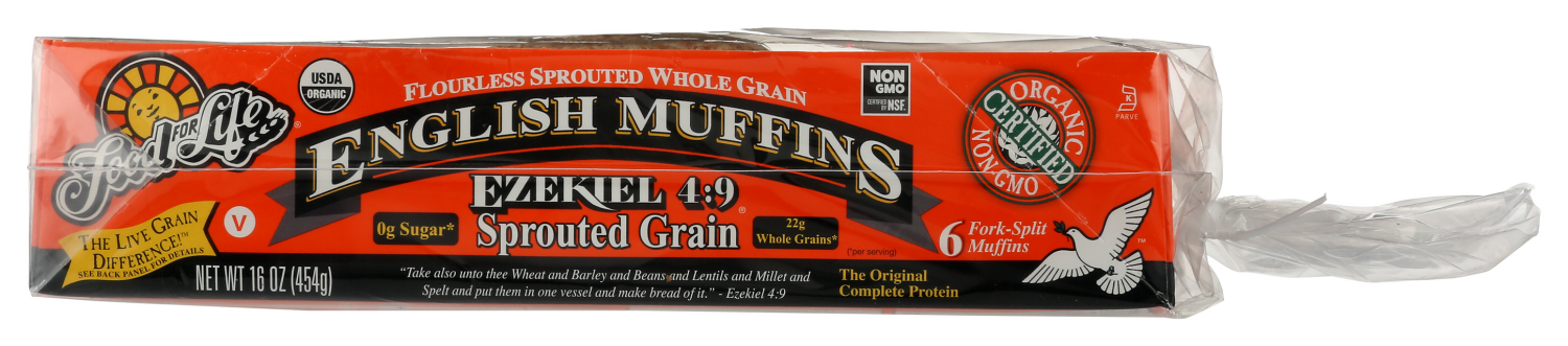 slide 1 of 1, Ezekiel 4:9 Sprouted Grain Fork-Split English Muffins 6 Each, 6 ct