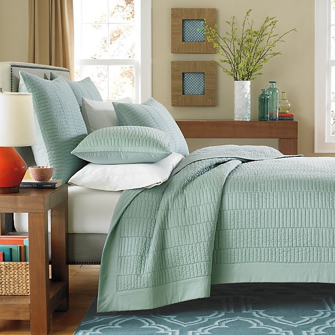 slide 1 of 1, Real Simple Dune Twin Reversible Coverlet - Sea Glass, 1 ct