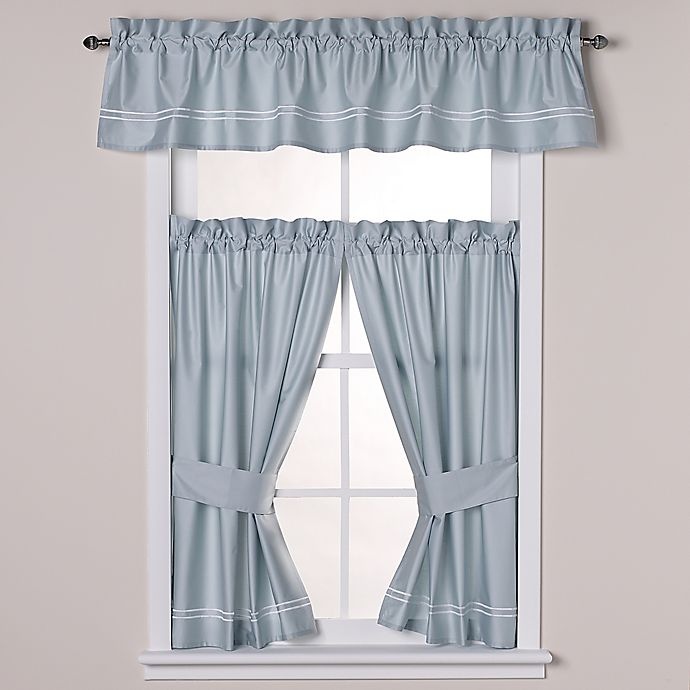 slide 1 of 1, Wamsutta Baratta Stitch Bath Window Curtain Valance - Seaglass/White, 1 ct