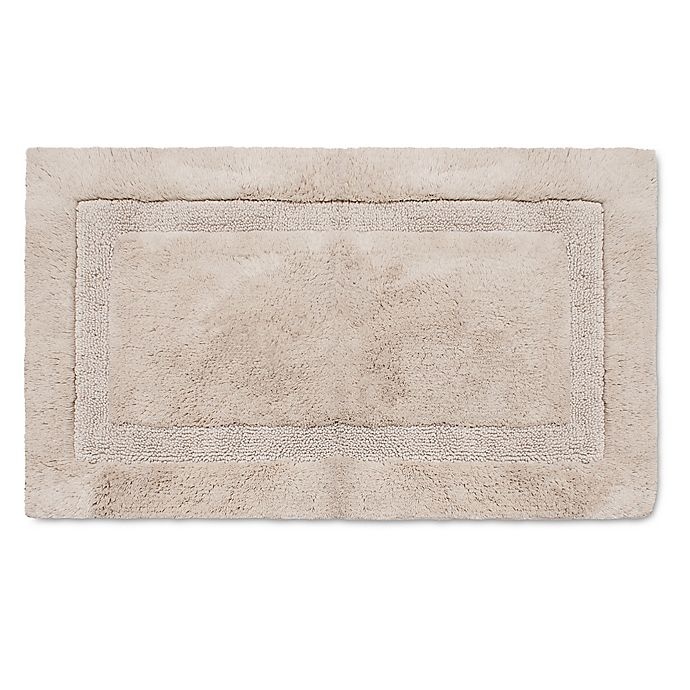 slide 1 of 1, Wamsutta Luxury Border Plush MicroCotton Bath Rug - Linen, 21 in x 34 in