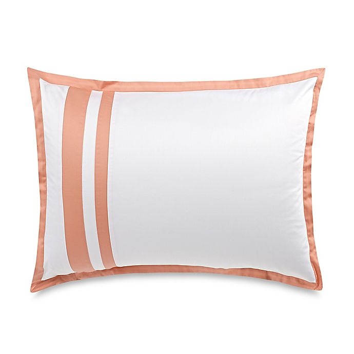 slide 1 of 1, Wamsutta Hotel Border MICRO COTTON Standard Pillow Sham - White/Coral, 1 ct