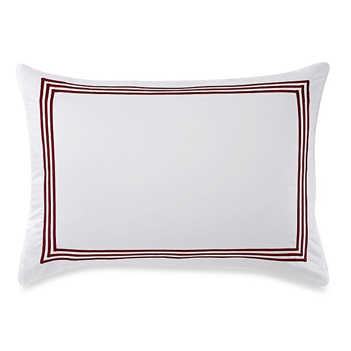 slide 1 of 1, Wamsutta Hotel Triple Baratta Stitch Standard Pillow Sham - White/Red, 1 ct
