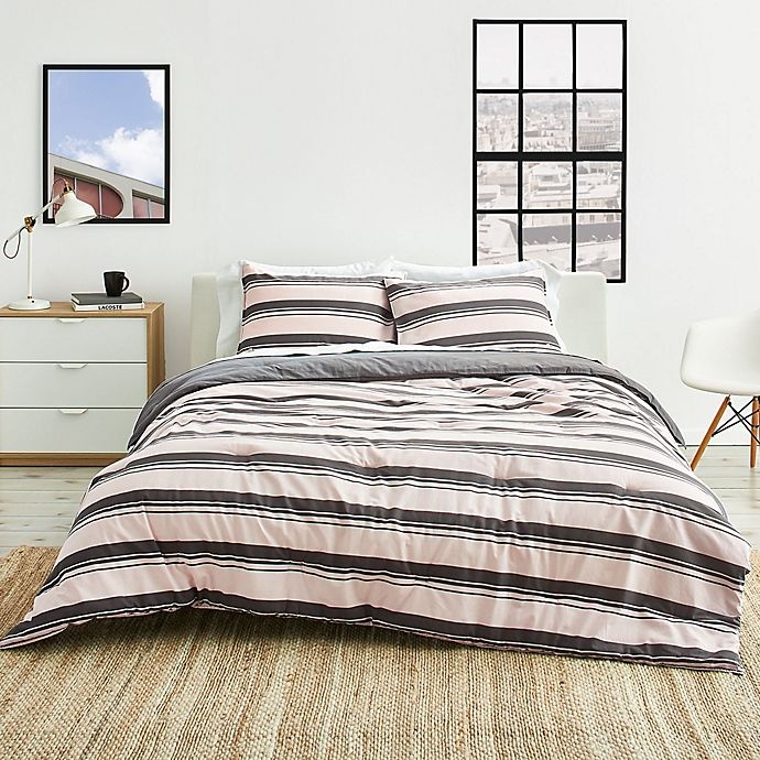 slide 3 of 8, Lacoste Gradient Stripe Reversible Full/Queen Comforter Set - Pink, 1 ct