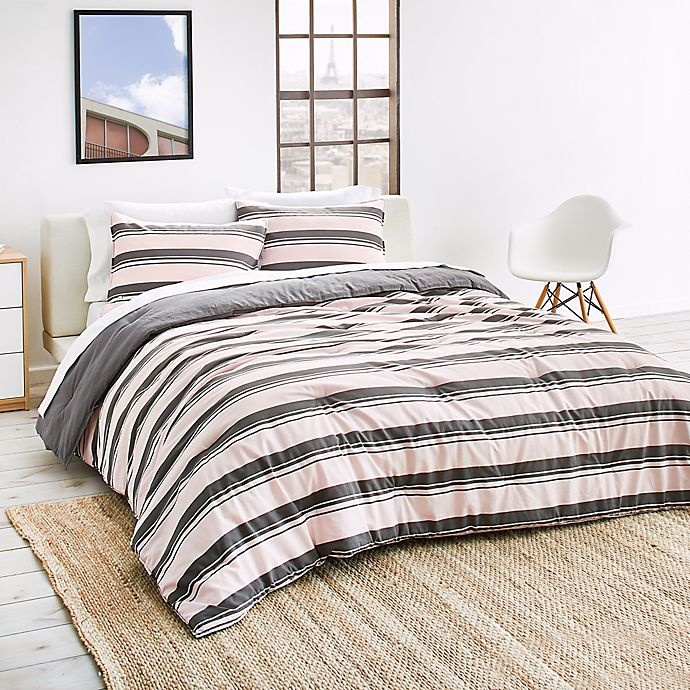 slide 1 of 8, Lacoste Gradient Stripe Reversible Full/Queen Comforter Set - Pink, 1 ct