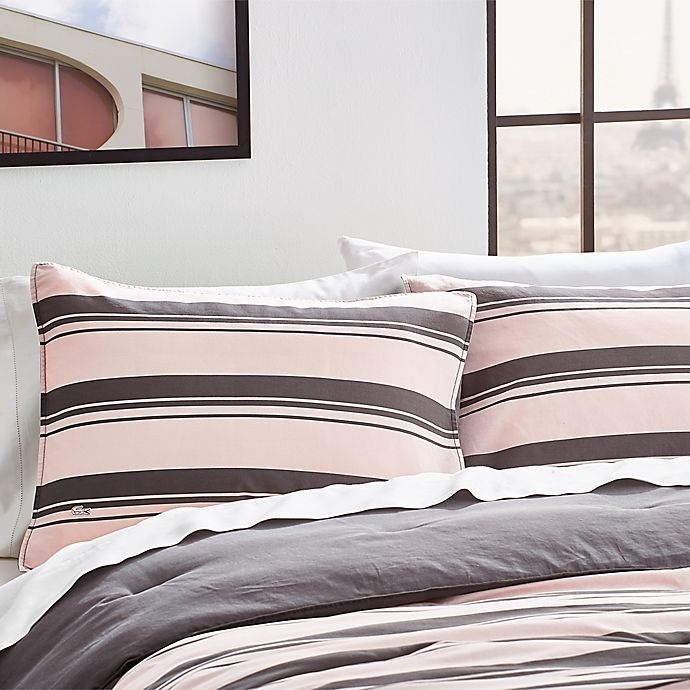 slide 8 of 8, Lacoste Gradient Stripe Reversible Full/Queen Comforter Set - Pink, 1 ct