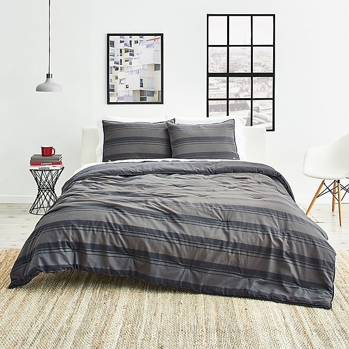 slide 7 of 9, Lacoste Gradient Stripe Reversible Full/Queen Comforter Set - Grey, 1 ct