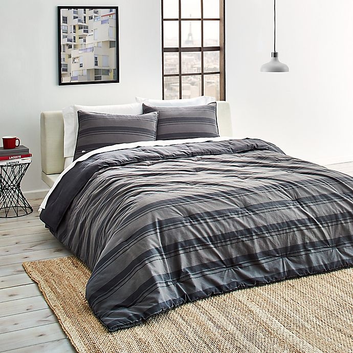 slide 1 of 9, Lacoste Gradient Stripe Reversible Full/Queen Comforter Set - Grey, 1 ct