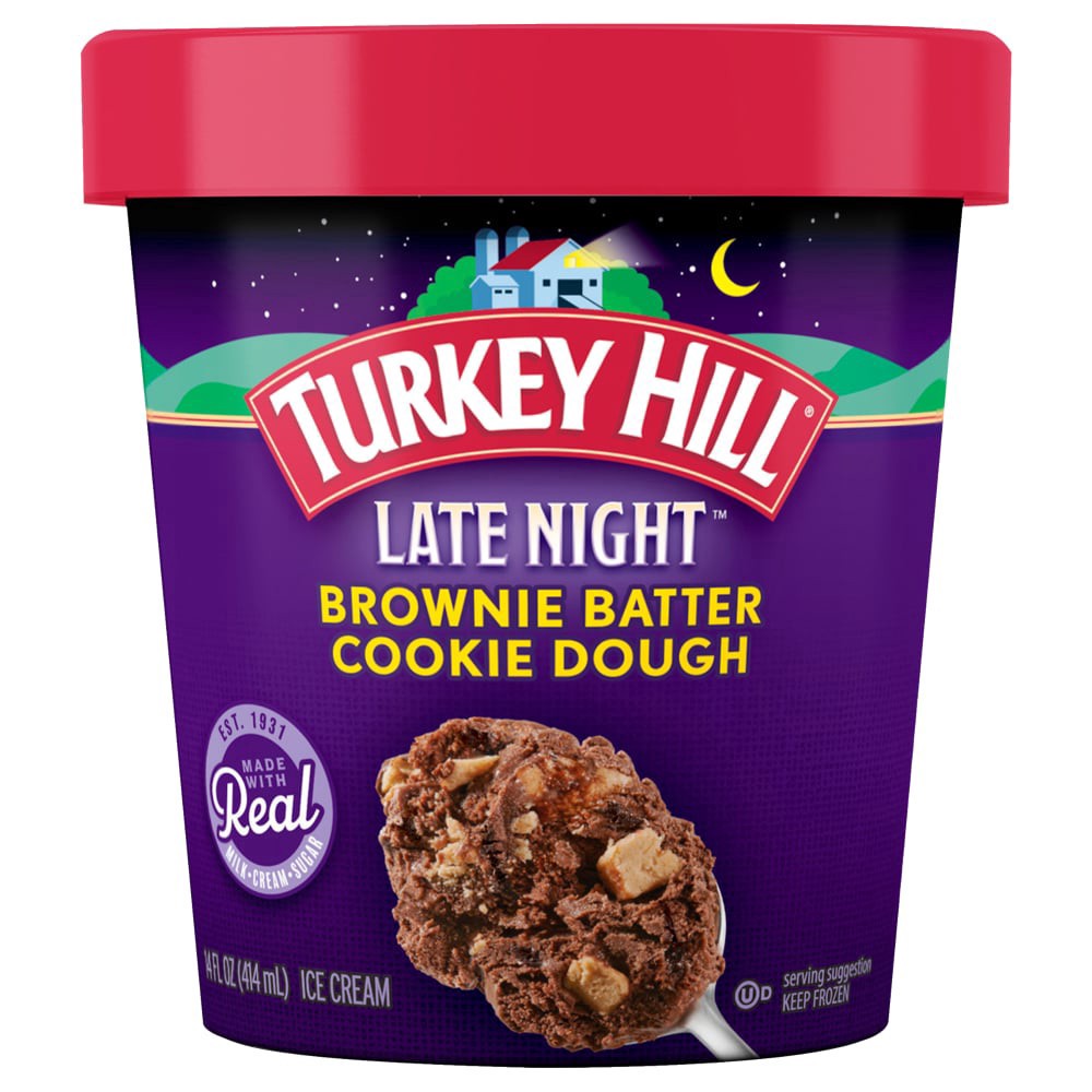slide 3 of 4, Turkey Hill Late Night Brownie Batter Cookie Dough, 14 fl oz