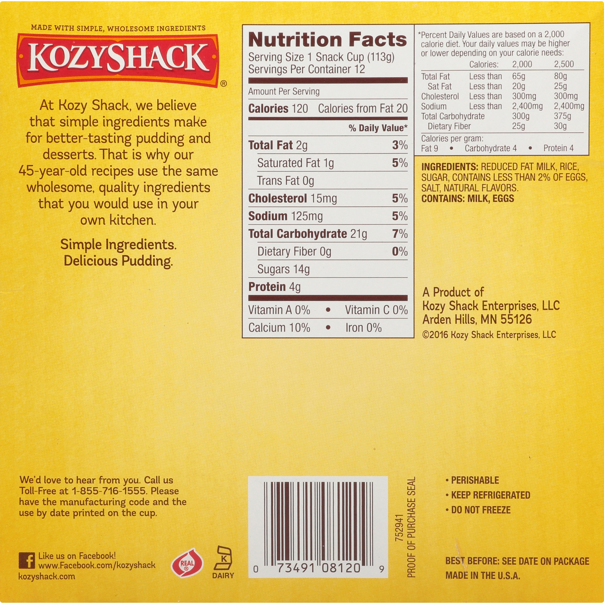 slide 6 of 8, Kozy Shack® Original Recipe Rice Pudding 12-4 oz. Snack Cups, 12 ct
