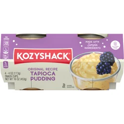 Kozy Shack Simply Well Tapioca Pudding Snack Cups, Gluten Free Dessert, 4 oz, 4 Count