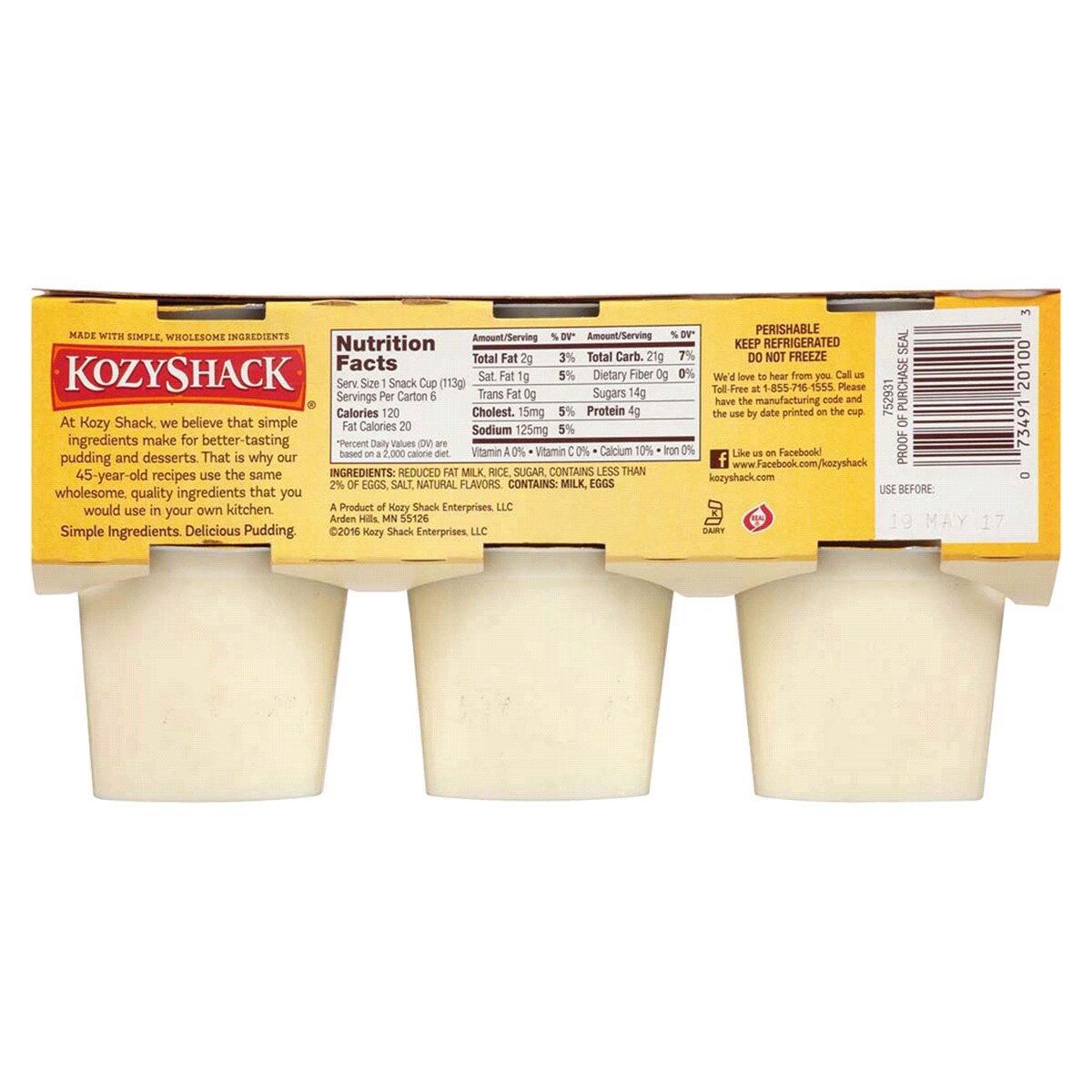 slide 2 of 2, Kozy Shack Rice Pudding Snack Cups, Gluten Free Dessert, 4 oz, 6 ct, 24 oz