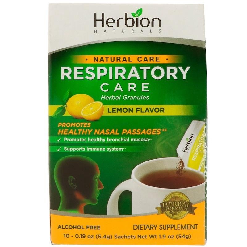 slide 1 of 1, Herbion Naturals Respiratory Care Lemon Flavor Dietary Supplement, 10 ct