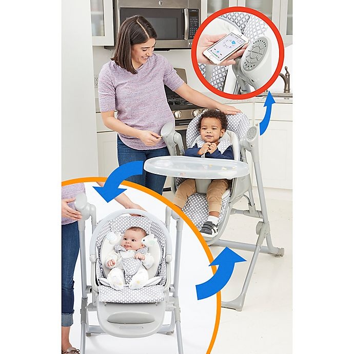 slide 7 of 9, Primo 2-in-1 Smart Voyager Swing and High Chair - Grey, 1 ct