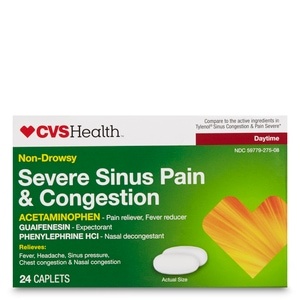 slide 1 of 1, CVS Health Daytime Sever Sinus Pain & Congestion Cool Acentaminophen Caplets, 24 ct