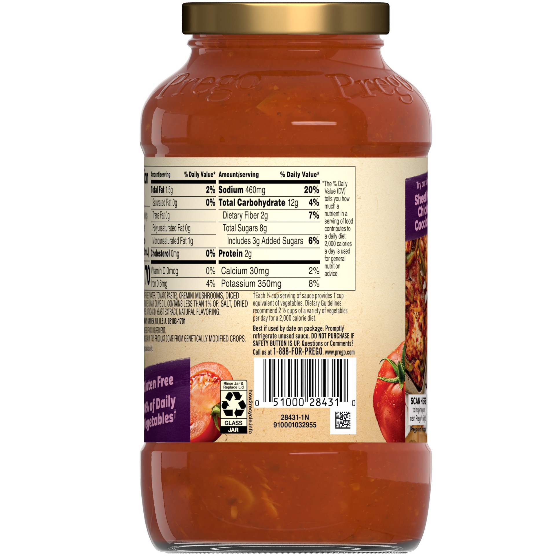 slide 5 of 5, Prego Cremini Pomodoro With Roasted Garlic Pasta Sauce, 23.5 oz Jar, 23.5 oz