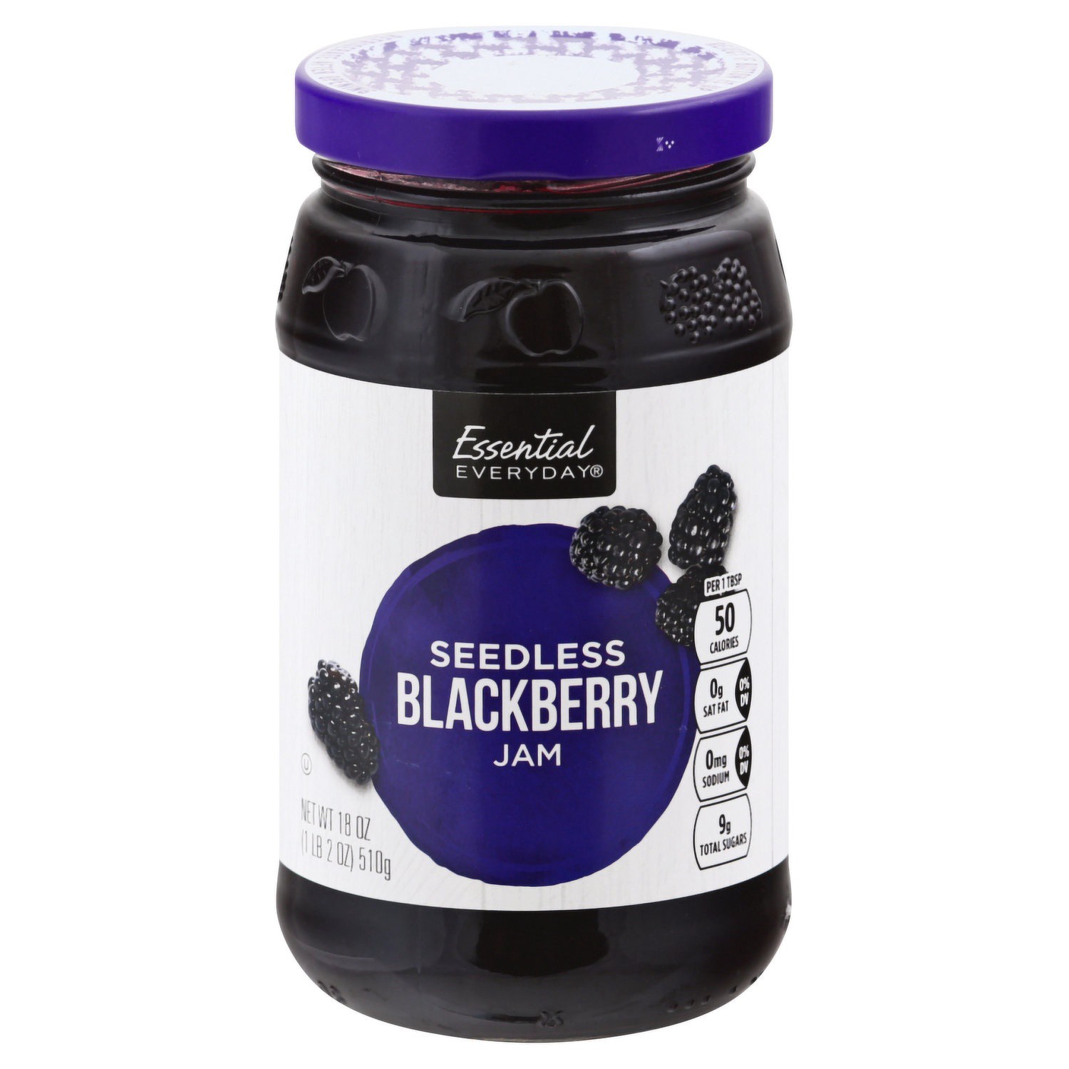 slide 1 of 1, Essential Everyday Seedless Blackbery Jam, 18 oz