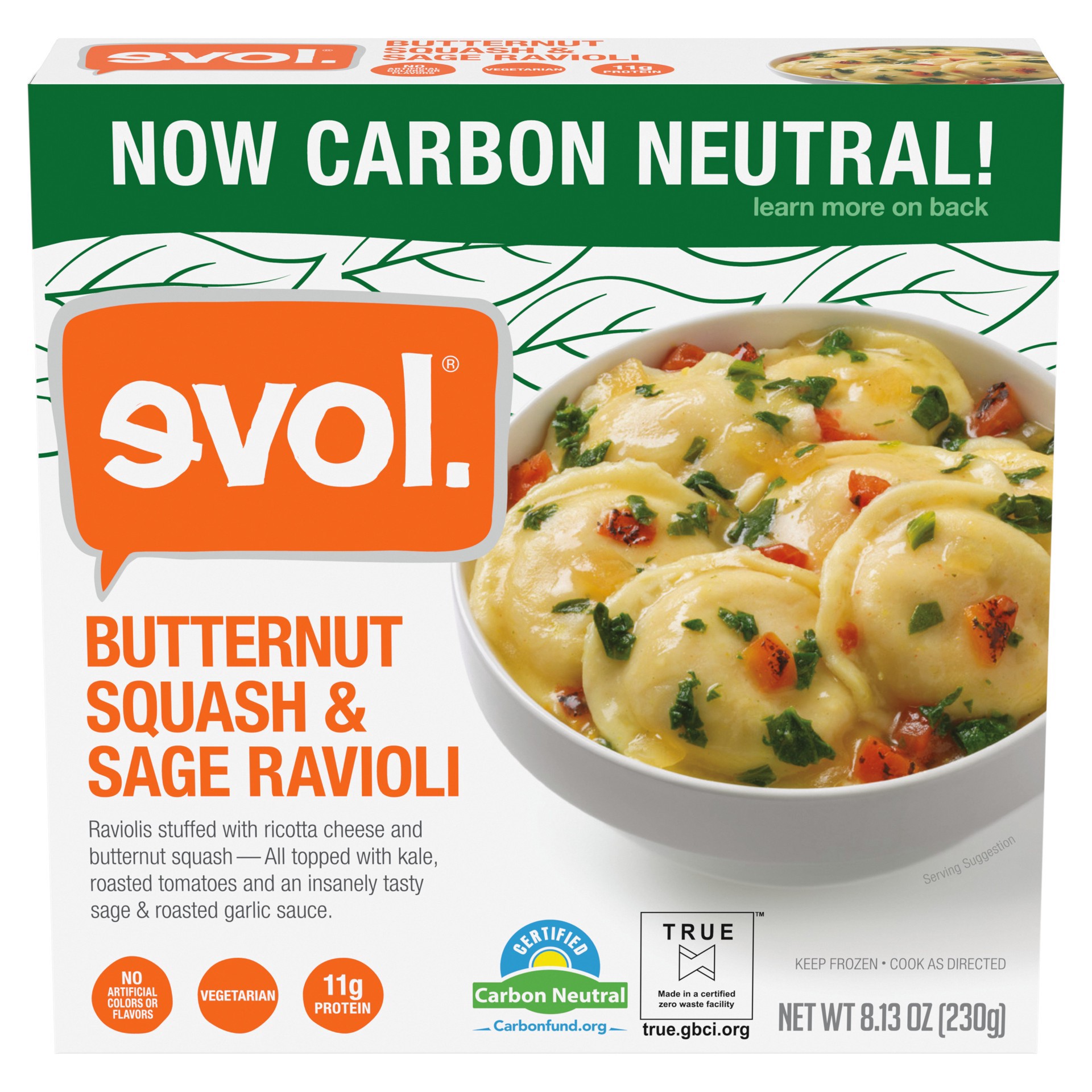 slide 1 of 5, EVOL Butternut Squash & Sage Ravioli 8.13 oz, 