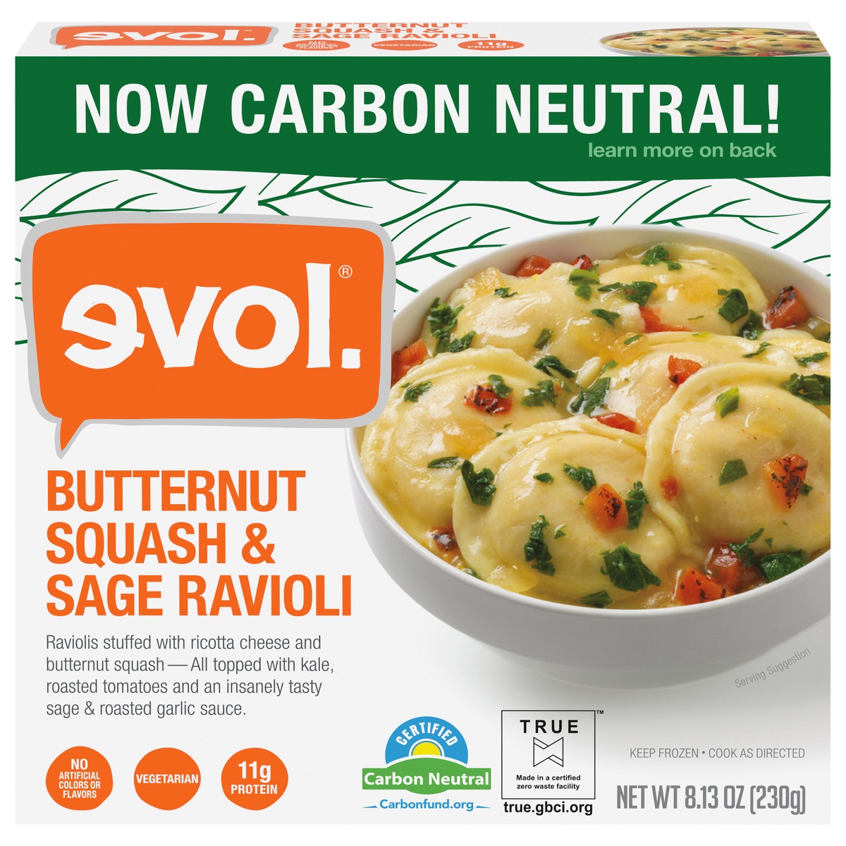 slide 1 of 3, EVOL Butternut Squash & Sage Ravioli, 8.13 oz