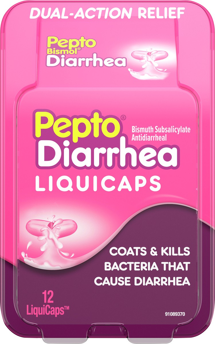 slide 3 of 3, Pepto-Bismol Anti Diarrhea Medicine for Diarrhea Relief, 12 ct