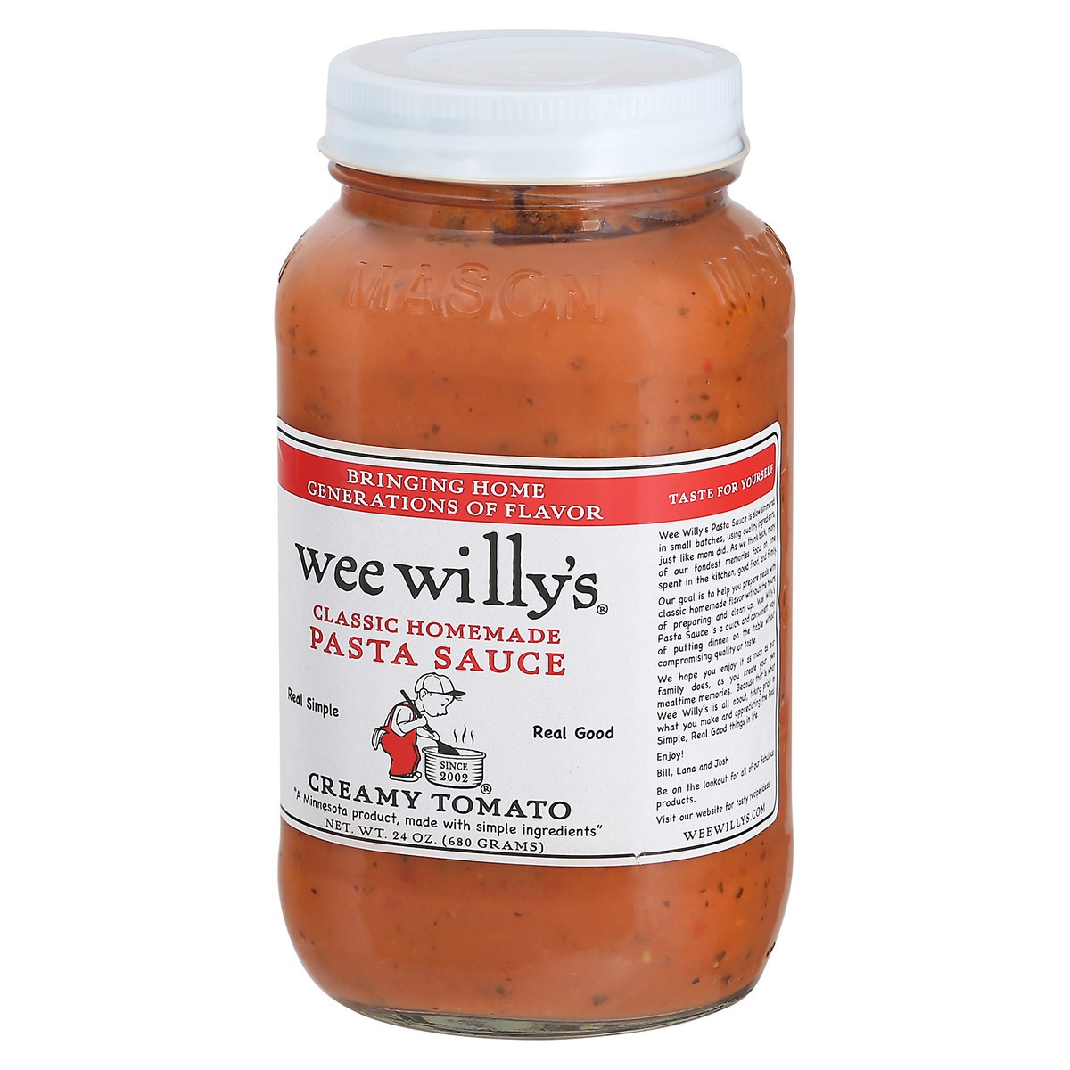 slide 8 of 12, Wee Willy's Creamy Tomato Pasta Sauce 24 oz, 