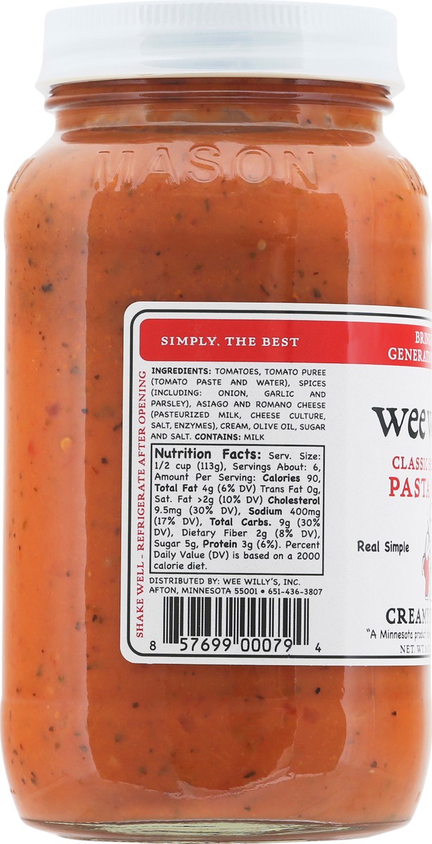 slide 4 of 12, Wee Willy's Creamy Tomato Pasta Sauce 24 oz, 