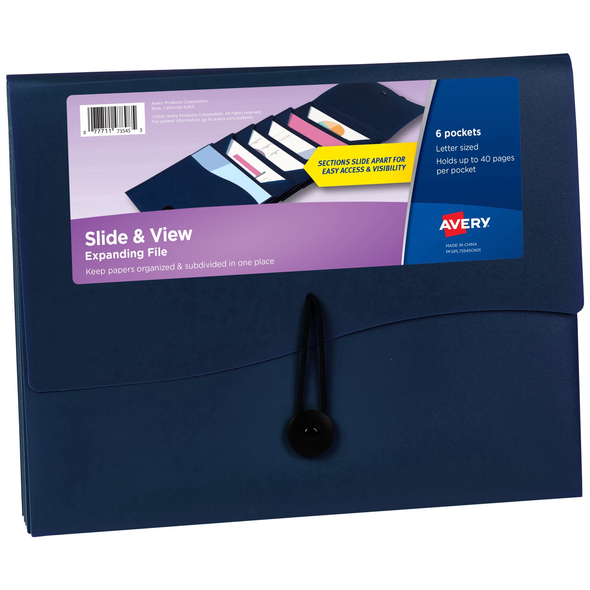 slide 1 of 1, Avery Slide & View Letter Size Expanding File - Navy, 1 ct