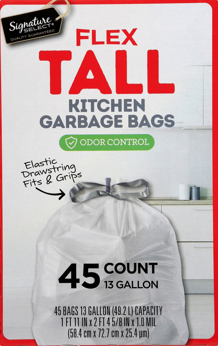 Signature SELECT Flex Tall Kitchen Bags With Drawstring 13 Gallon - 45 Count
