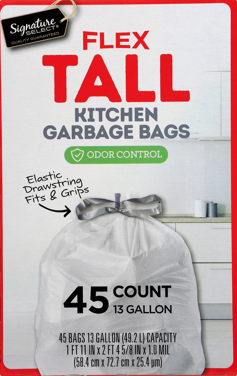 Signature SELECT Flex Tall Kitchen Bags With Drawstring 13 Gallon